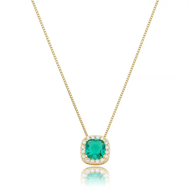 NECKLACE HALO CUSHION CUBIC ZIRCONIA