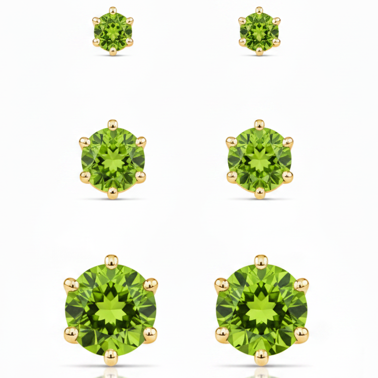 EARRING TRIO STUDS CUBIC ZIRCONIA 8mm 6mm 4mm