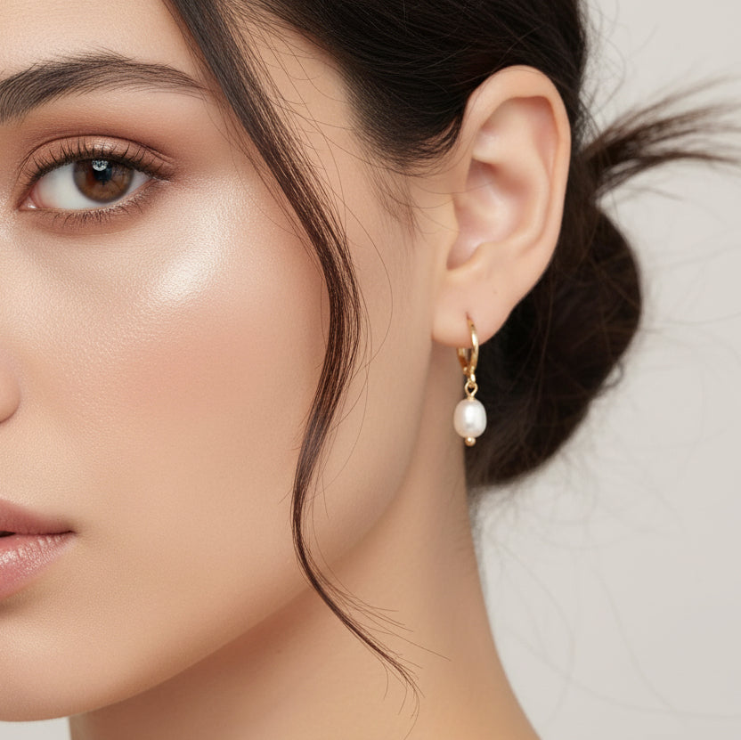 EARRING HOOPS BASIC PEARL
