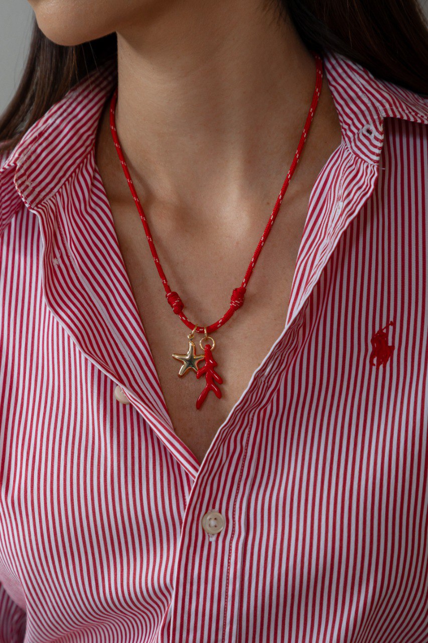 NECKLACE SUMMER FUN COTTON STRING WITH BEACH ELEMENTS