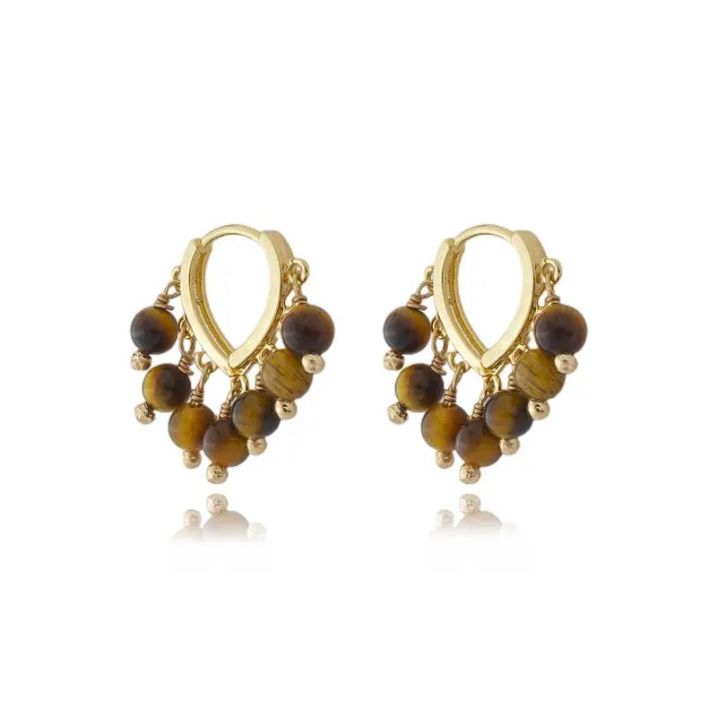 EARRING HOOPS BROWN SPHERES