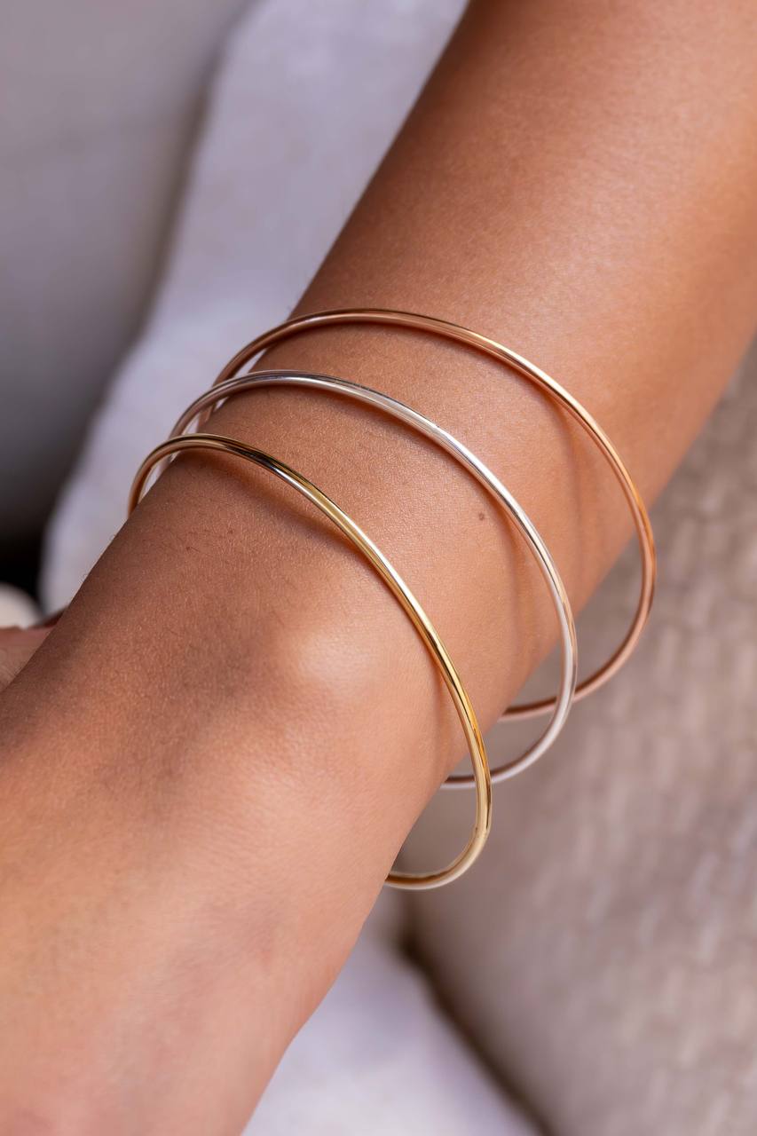 BRACELET SET OF 3 BANGLES GOLD/SILVER/ROSE