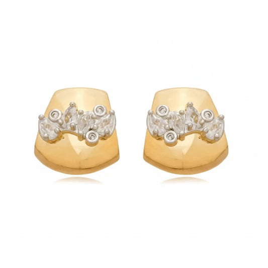 EARRINGS DUO PLATED WITH CUBIC ZIRCONIA ATTACHMENT