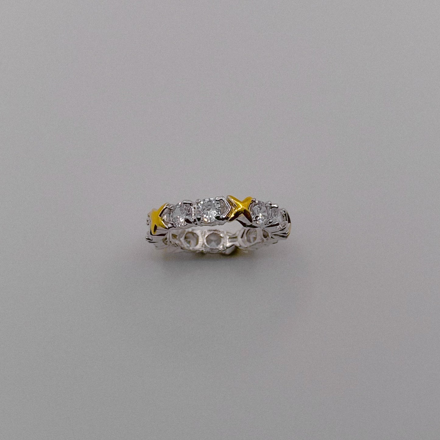 RING X CUBIC ZIRCONIA DUO PLATED