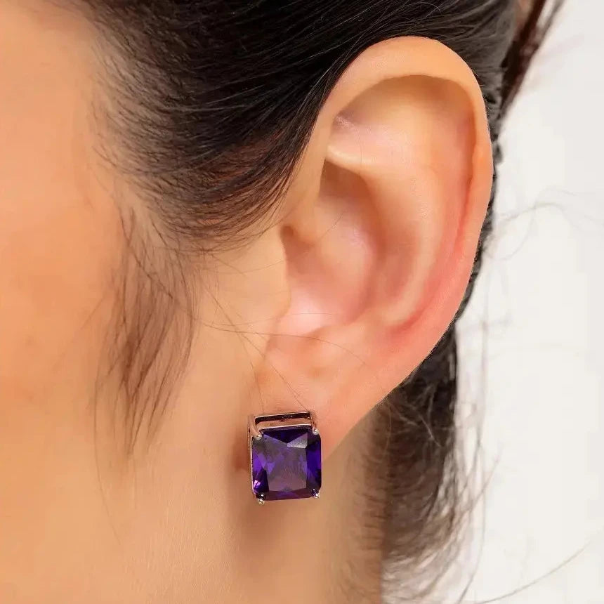 EARRING STUDS DELUXE RECTANGLE CRYSTAL