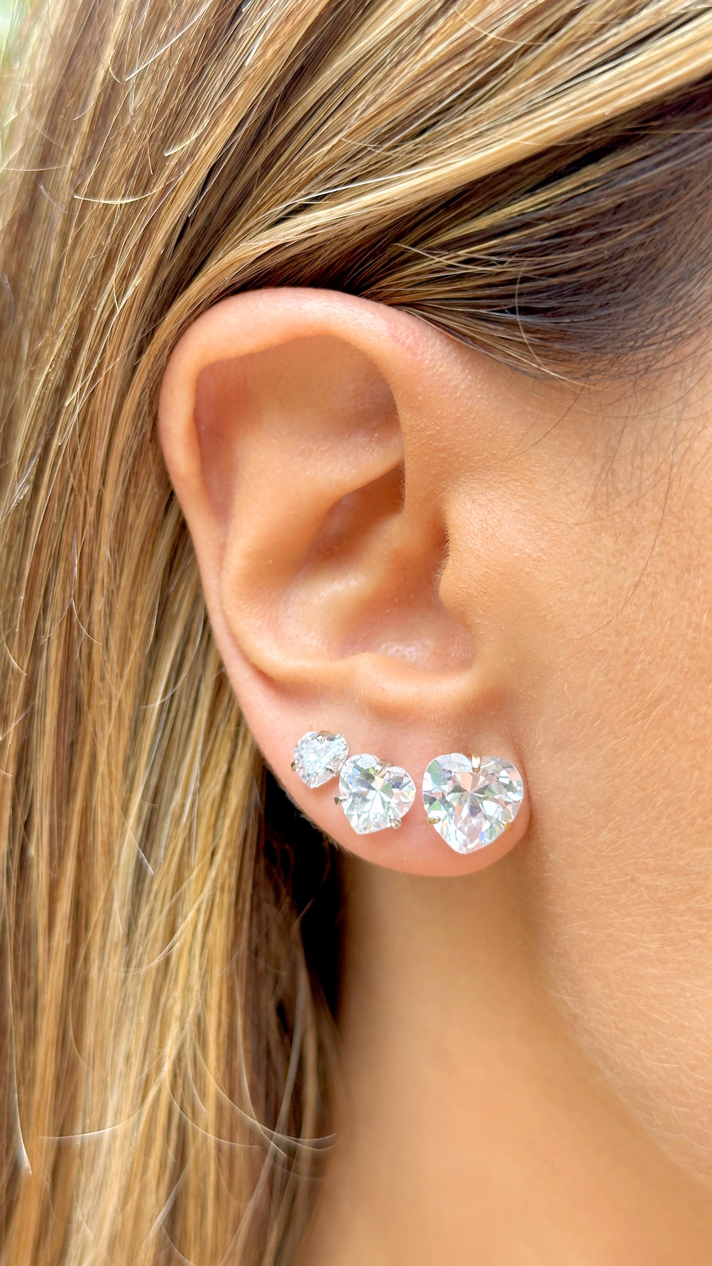 EARRINGS TRIO HEARTS CUBIC ZIRCONIA