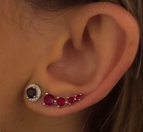 EARRING CLIMBERS RED RUBY CRYSTALS