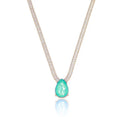 NECKLACE RIVIERA BAGUETTE CZ WITH TEARDROP TOURMALINE FUSION