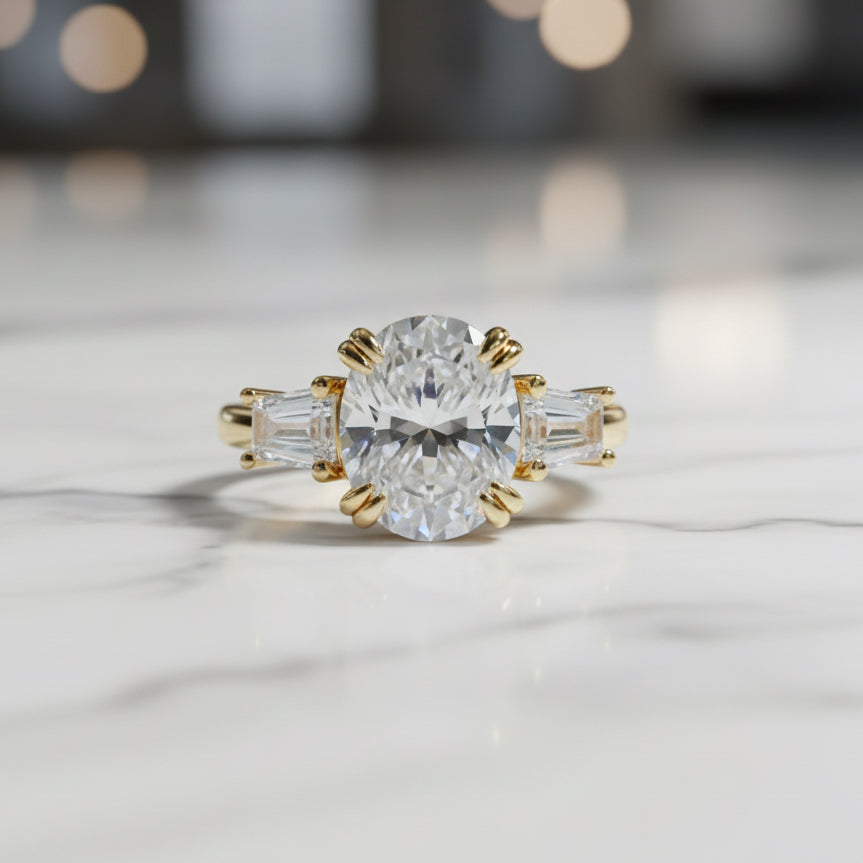 RING OVAL CENTER MOISSANITE 3CT ADJUSTABLE