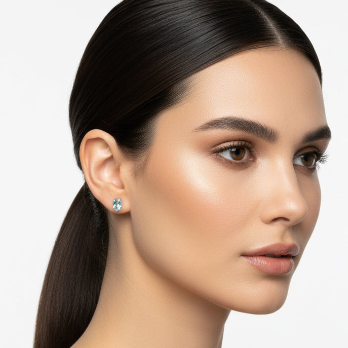 EARRING STUDS OVAL 6x8mm SILVER925