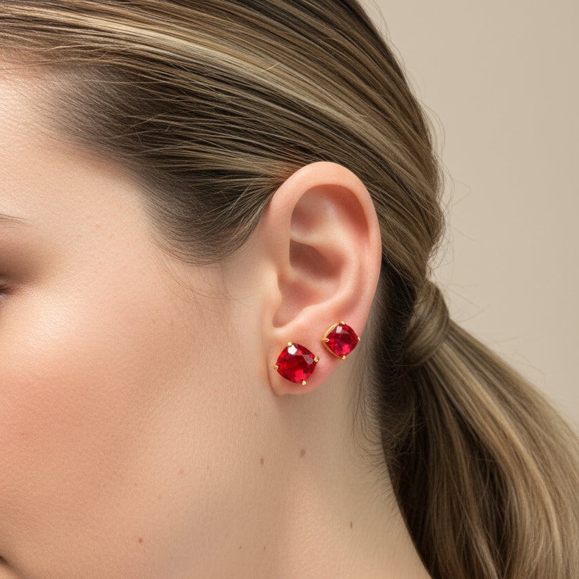 EARRING STUDS DUO CUBIC ZIRCONIA 10mm 8mm