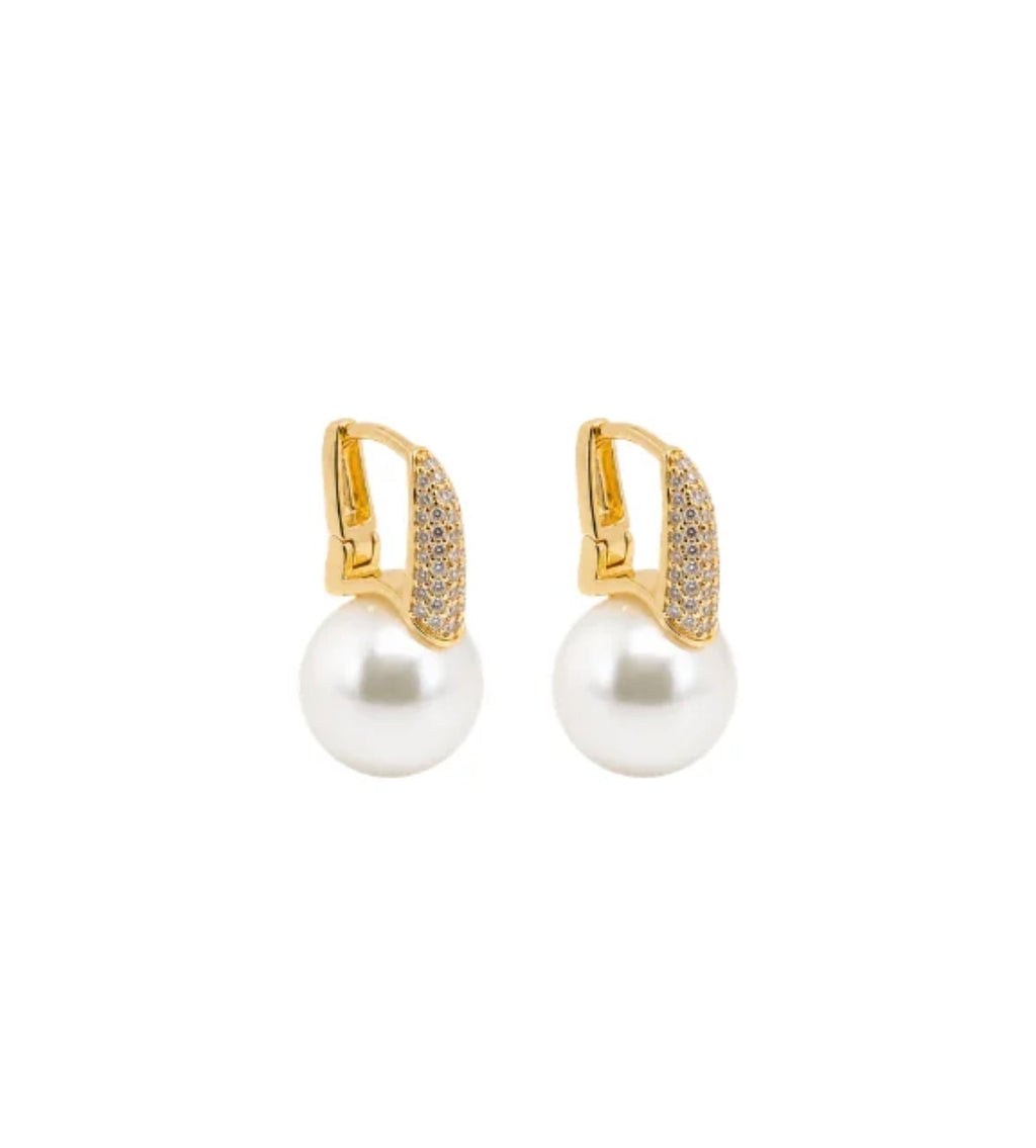 EARRING HOOPS CLICK SOLITAIRE PEARL