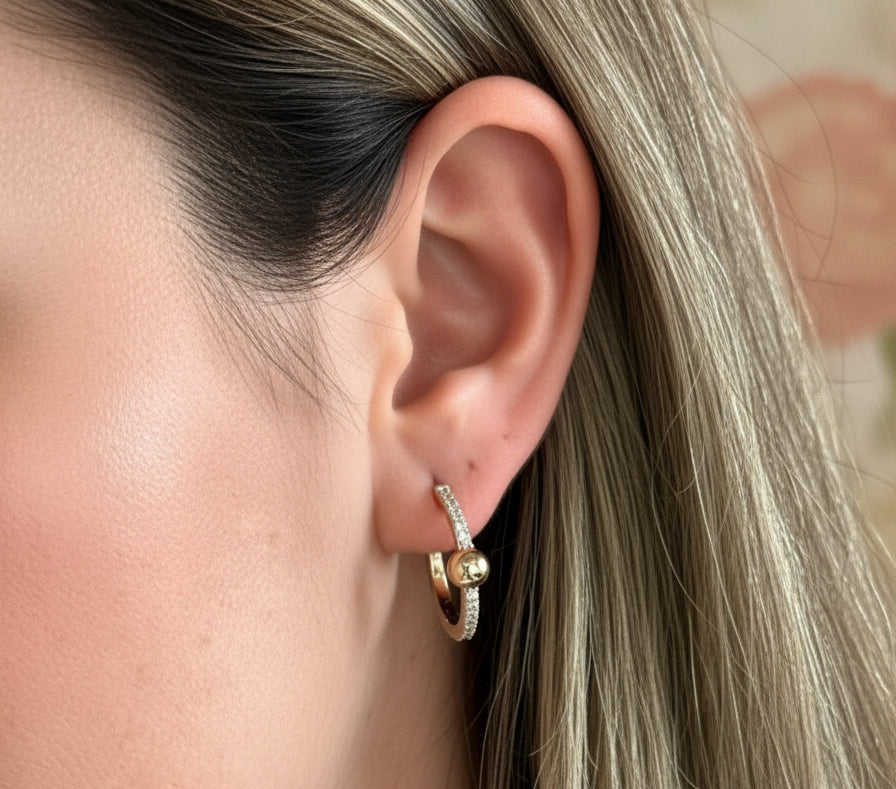 EARRING HOOPS CENTER SPHERE