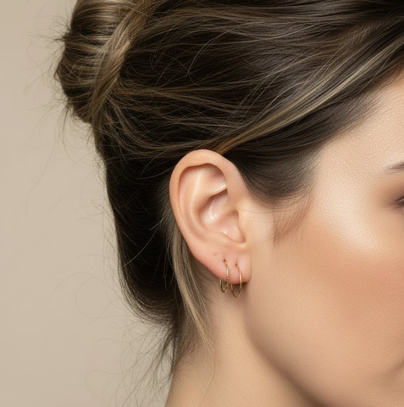 EARRING HOOPS THIN 10K REAL GOLD