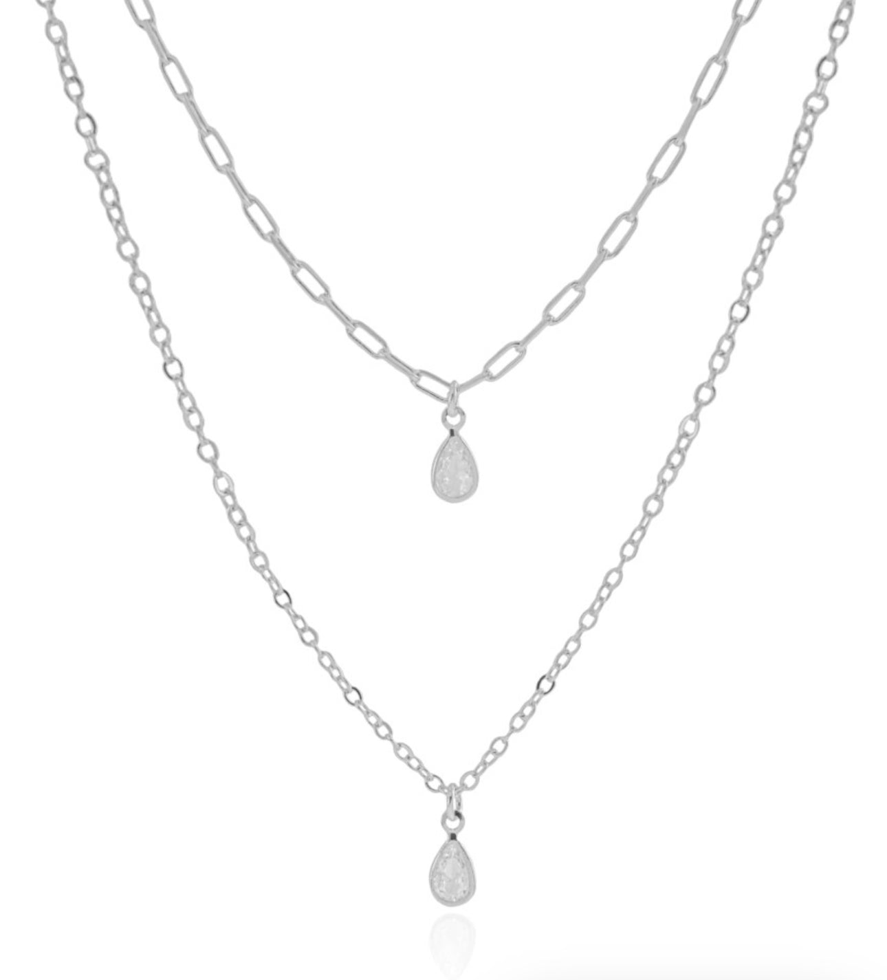 NECKLACE 2 in 1 TEARDROPS ZIRCON