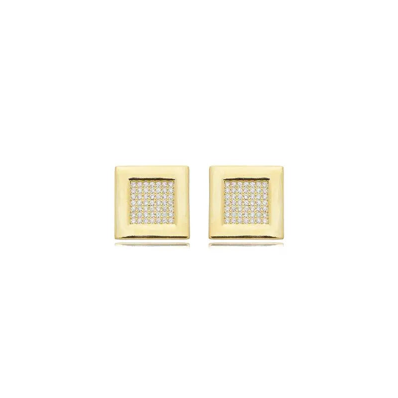 EARRINGS SQUARE PAVET CUBIC ZIRCONIA