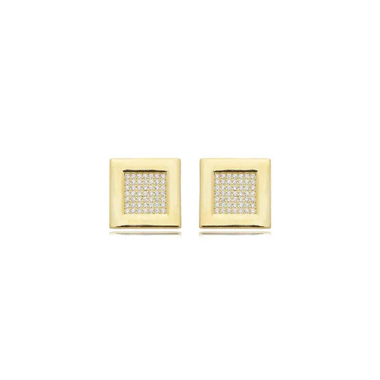 EARRINGS SQUARE PAVET CUBIC ZIRCONIA