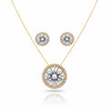 EARRINGS+NECKLACE JEWELRY SET ROUND CUBIC ZIRCONIA