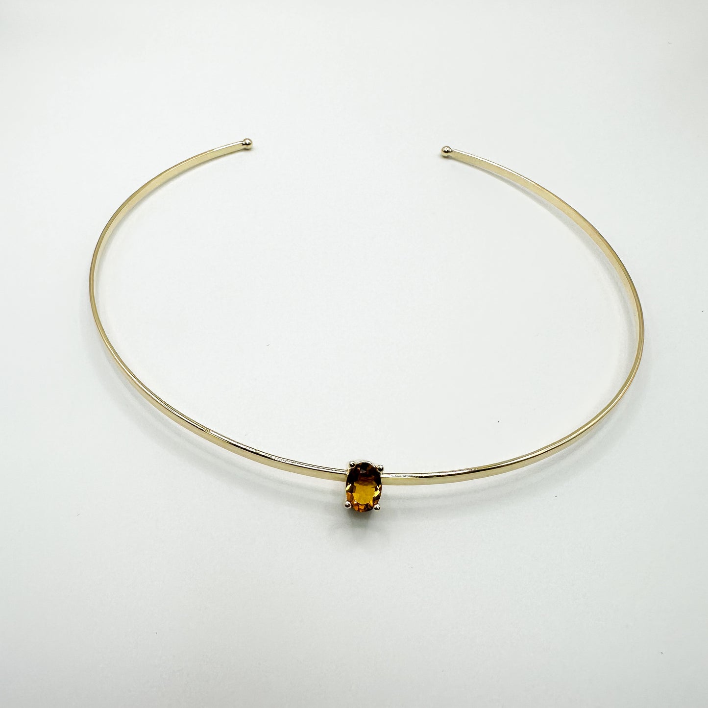 NECKLACE WIRE CHOKER OVAL CRYSTAL