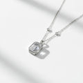 NECKLACE LOCKET GLASS RECTANGLE BOX SILVER