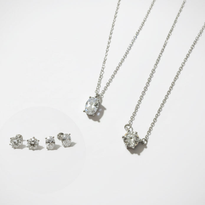 EARRINGS + NECKLACE JEWELRY SET MOISSANITE
