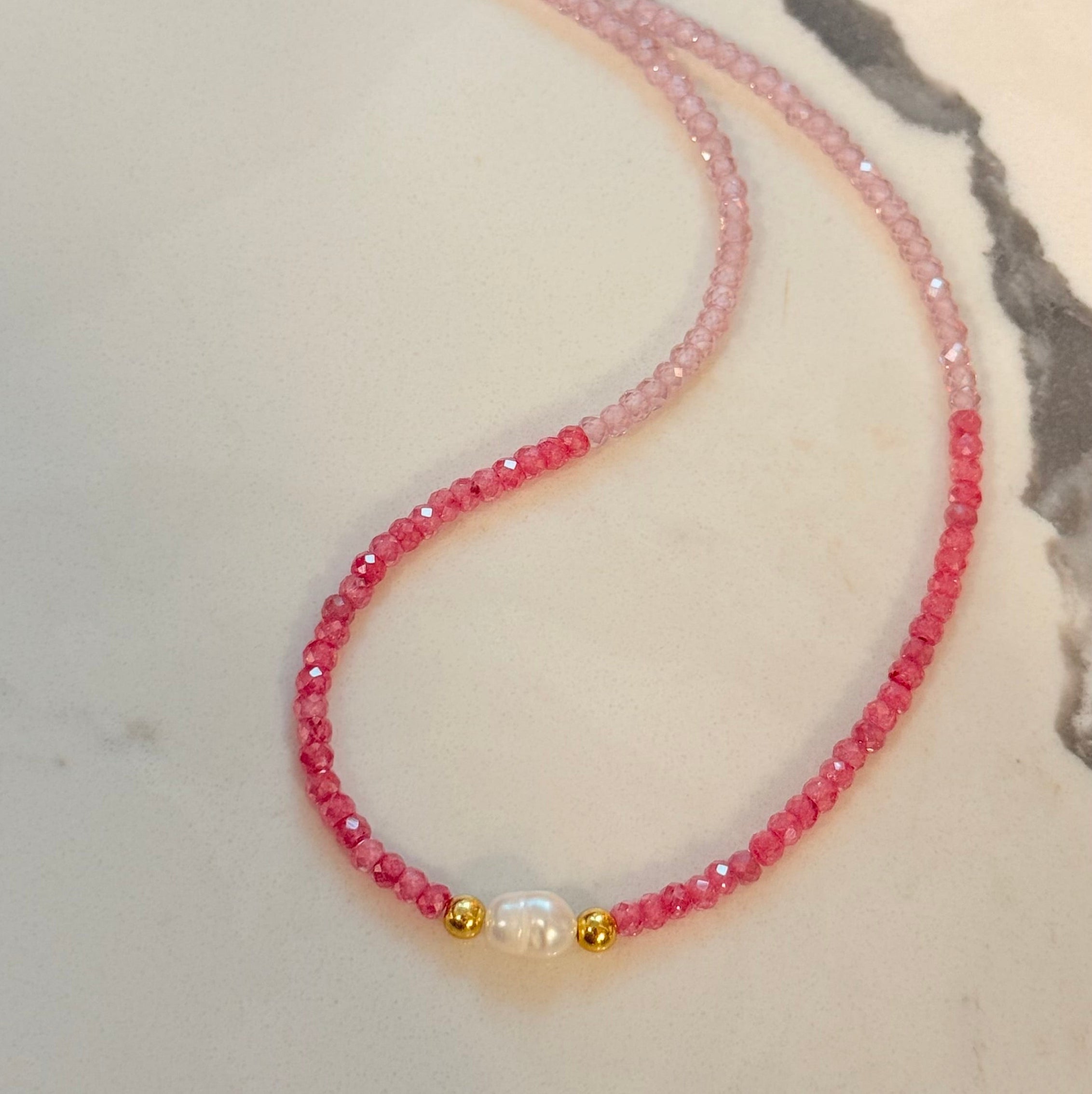 NECKLACE OMBRÉ CRYSTALS SUMMER FUN WITH BAROQUE PEARL