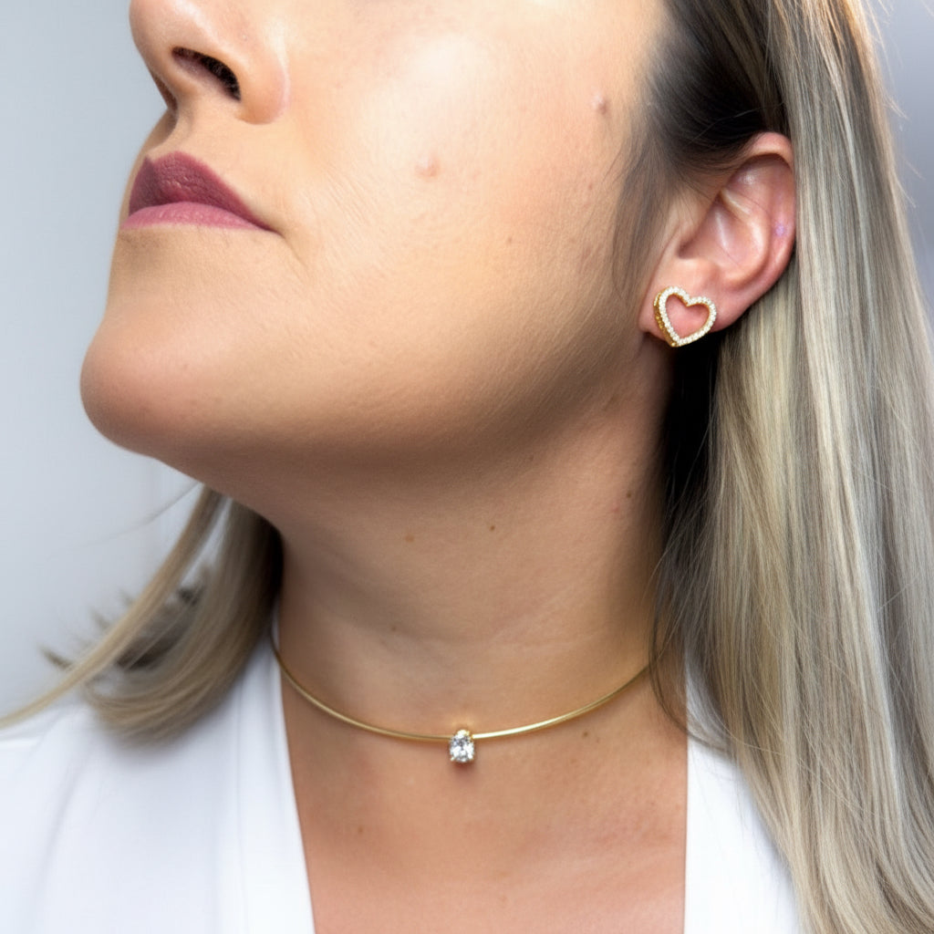 NECKLACE WIRE CHOKER OVAL CRYSTAL