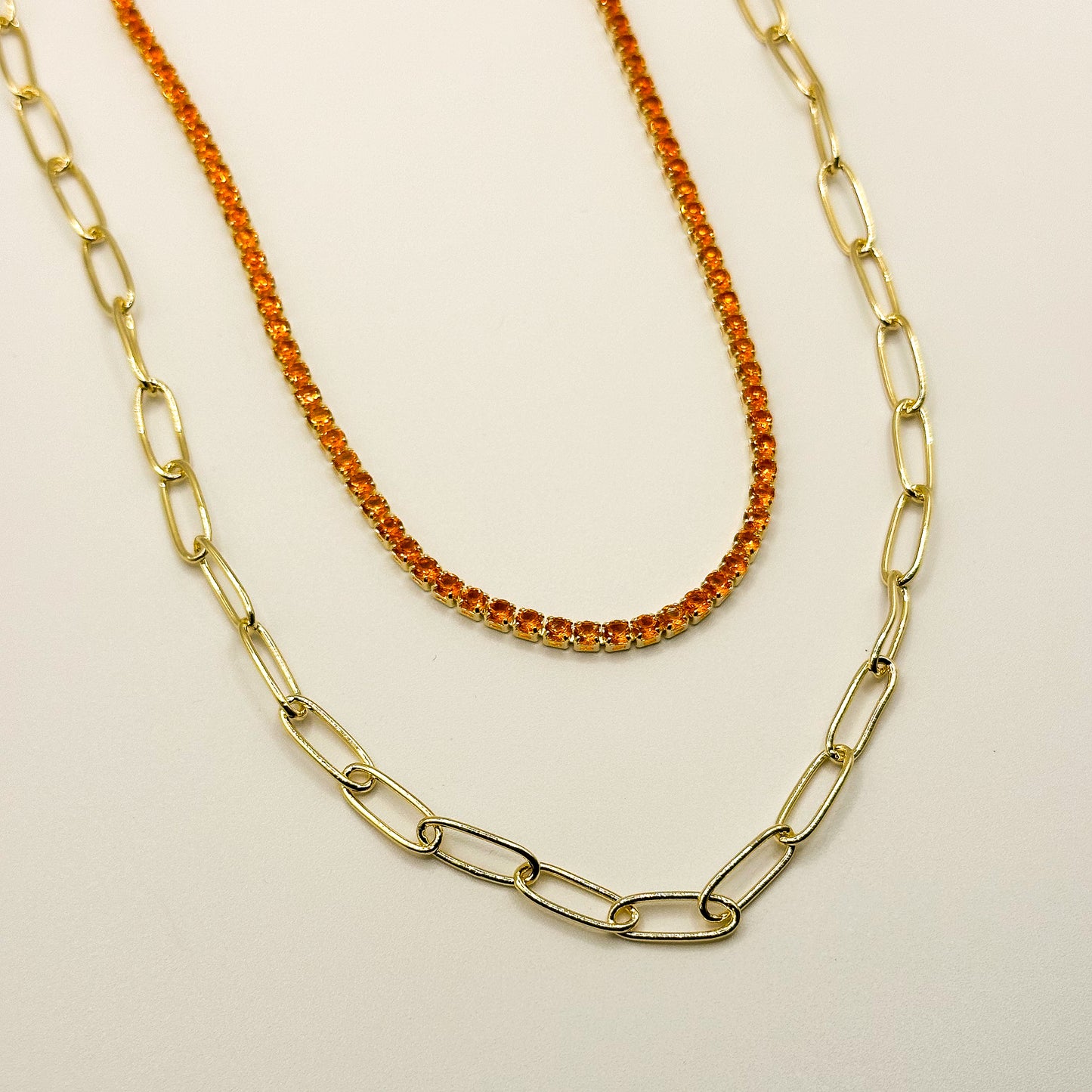 NECKLACE DUO RIVIERA + PAPERCLIP CHAIN