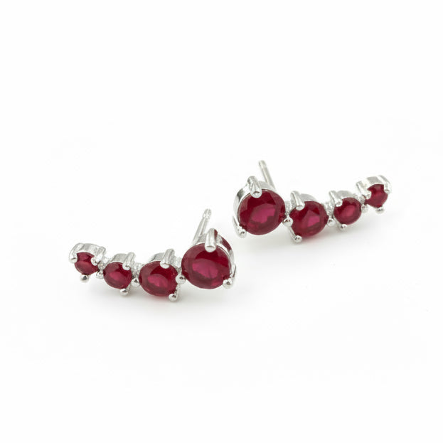 EARRING CLIMBERS RED RUBY CRYSTALS