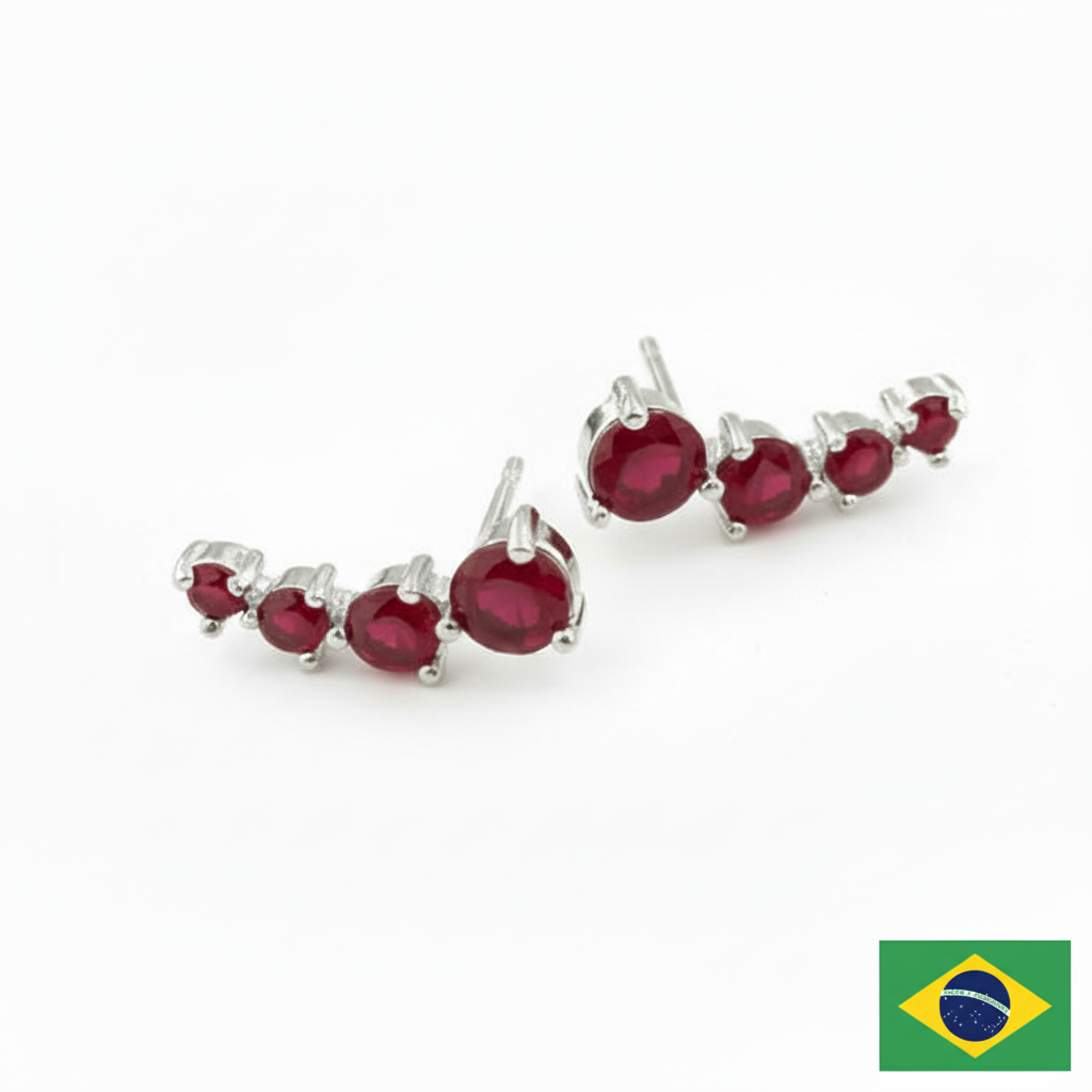 EARRING CLIMBERS RED RUBY CRYSTALS