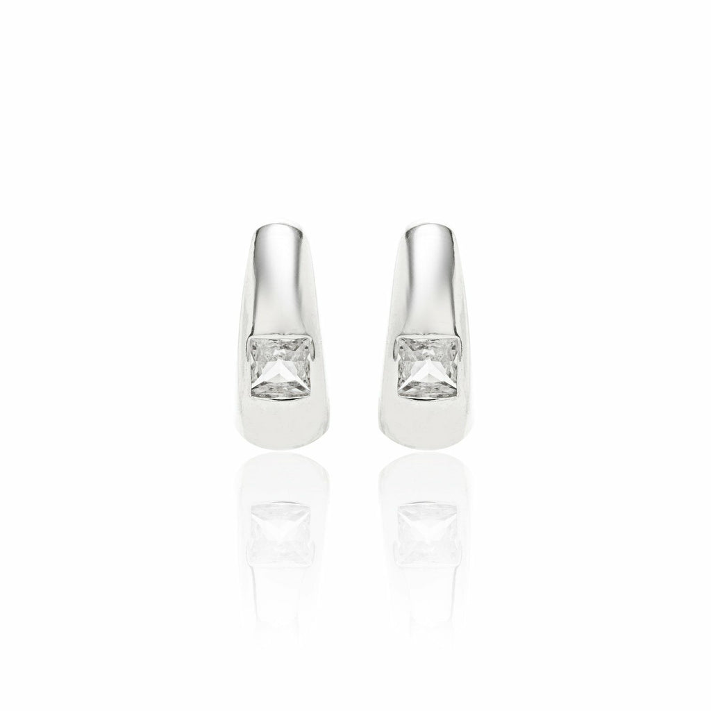 EARRING HOOPS SQUARE CUBIC ZIRCONIA
