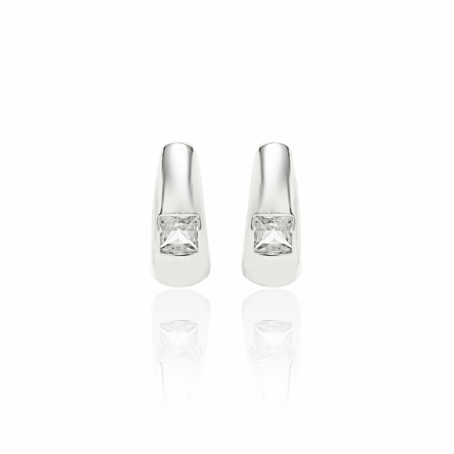 EARRING HOOPS SQUARE CUBIC ZIRCONIA