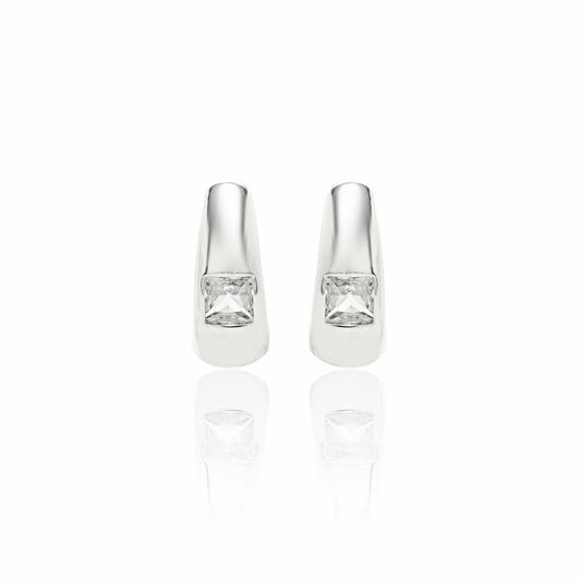 EARRING HOOPS SQUARE CUBIC ZIRCONIA