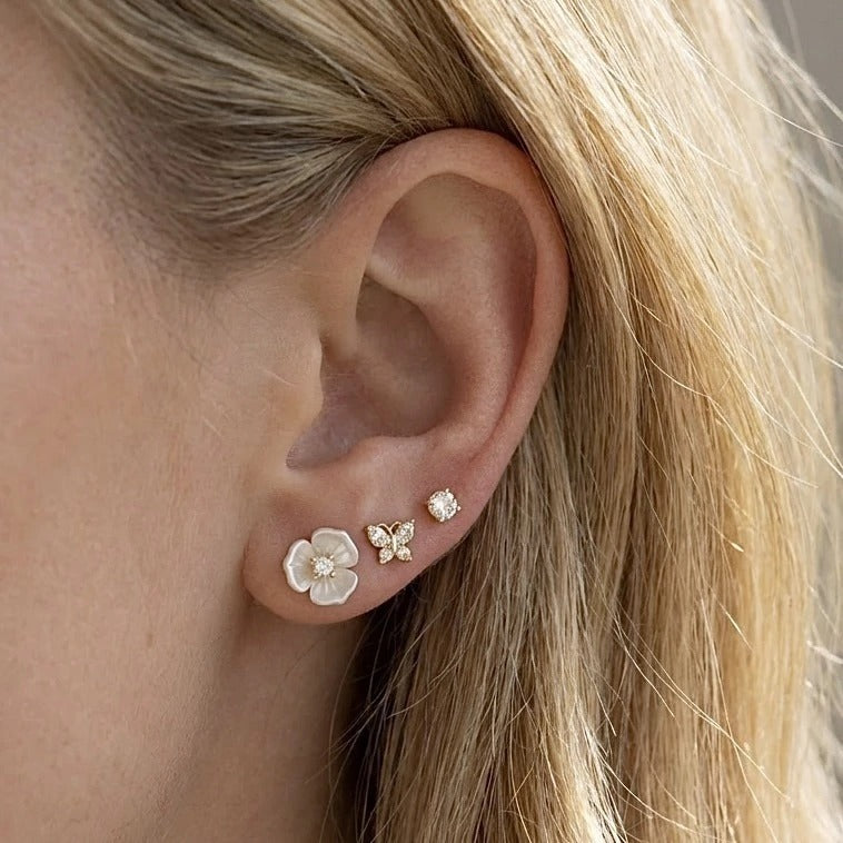 EARRING STUDS TRIO FLOWER BUTTERFLY