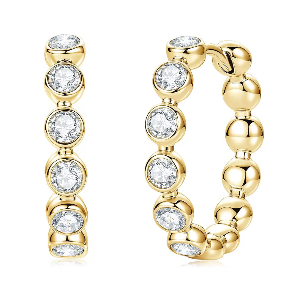 EARRING HOOPS BEZEL BUBBLE 2.5MM MOISSANITES