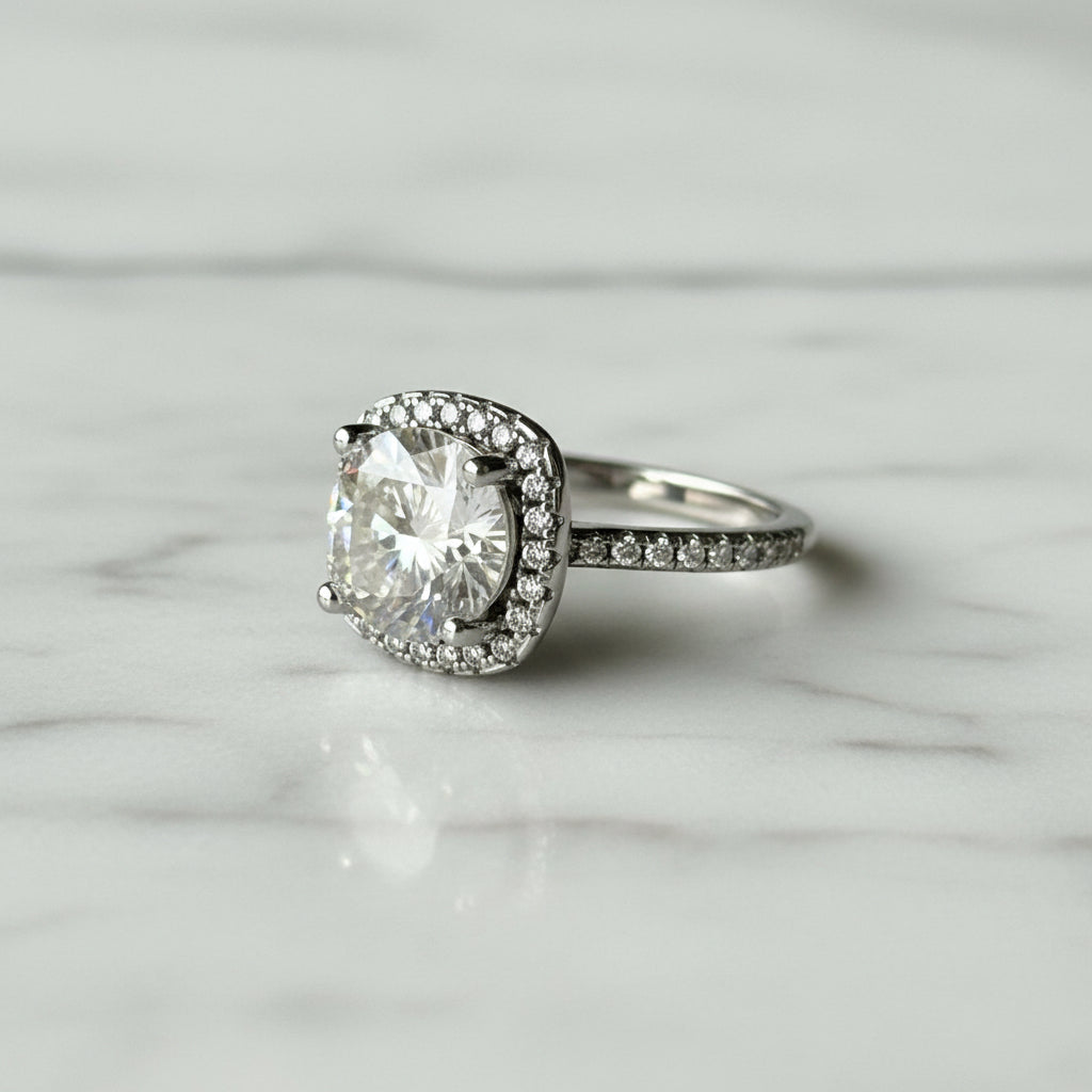 RING HALO MOISSANITE 2CT ADJUSTABLE