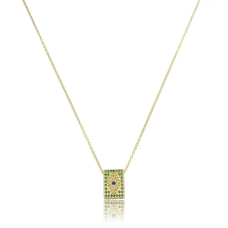 NECKLACE BRAZIL FLAG CRYSTALS