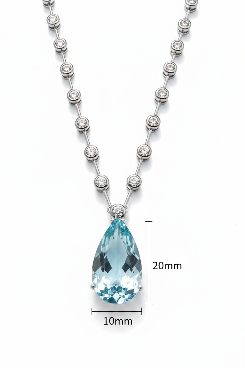 NECKLACE MODERN RIVIERA WOTH TEAR DROP BLUE SKY CRYSTAL
