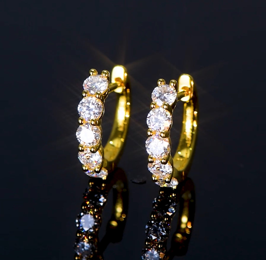 EARRING HOOPS 5 MOISSANITES 3.5MM EACH