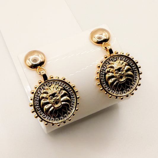 EARRING LION MEDAL DUO PLATING