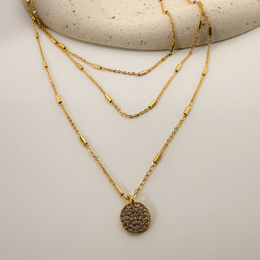 NECKLACE 3in1 STUDDED LITTLE MEDAL