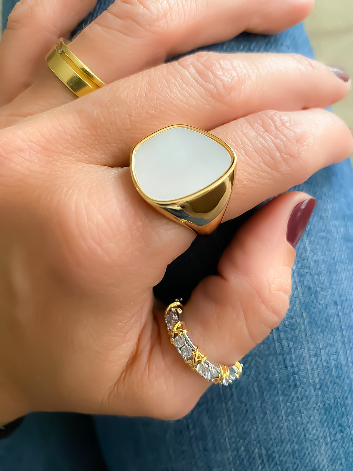 RING ORGANIC MOTHER OF PEARL ADJUSTABLE