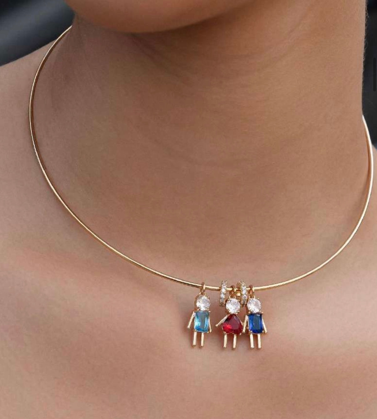 NECKLACE FAMILY LOVE WIRE + CHILD PENDANTS