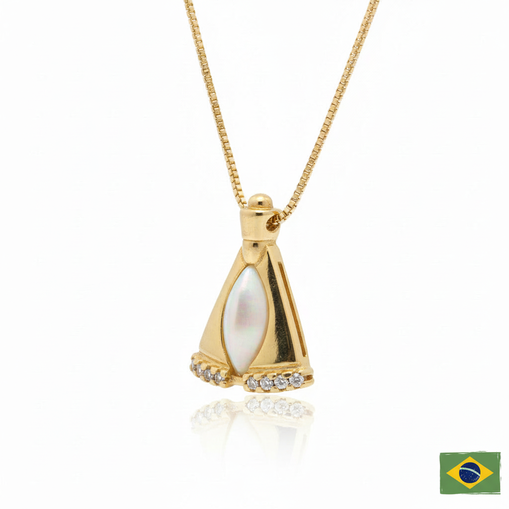 NECKLACE OUR LADY APARECIDA WITH A PEARL