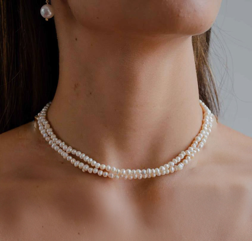 NECKLACE CHOKER BAROQUE NATURAL PEARLS