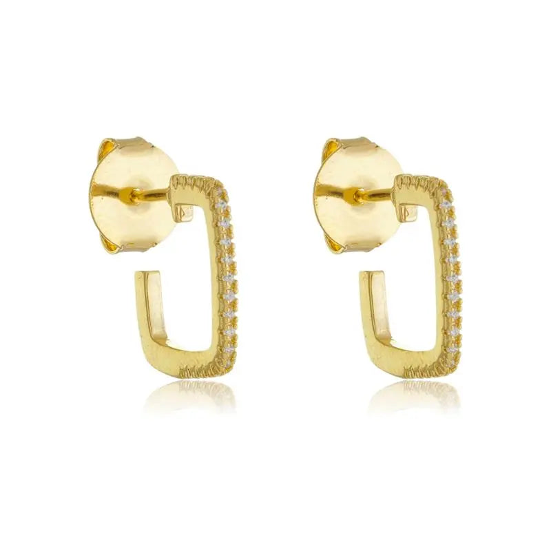 EARRING HOOPS OPEN SQUARE CRYSTALS