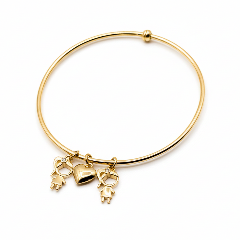 BRACELET BANGLE FAMILY LOVE GIRL+HEART+GIRL