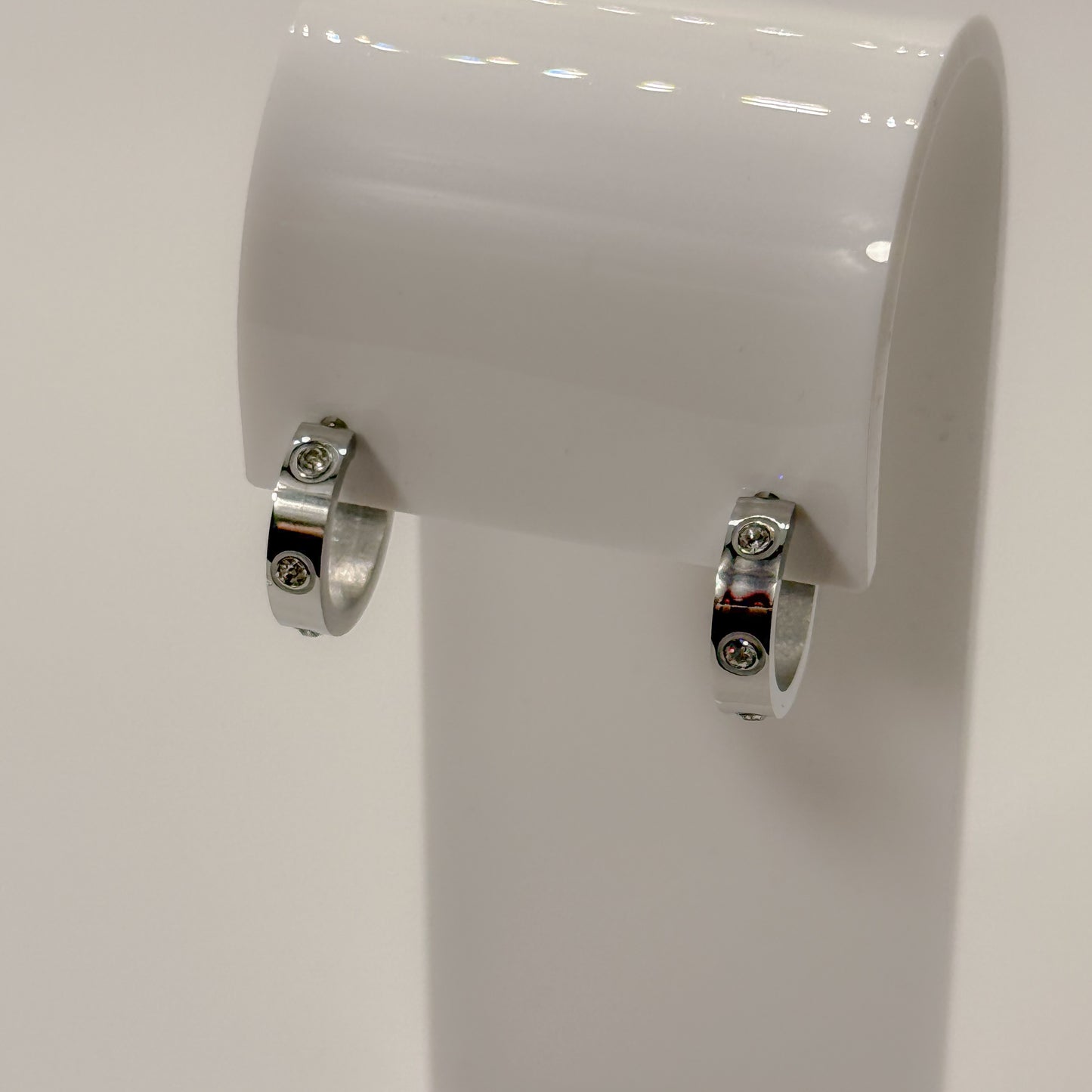 EARRING HOOPS LOVE INSPIRED CUBIC ZIRCONIA