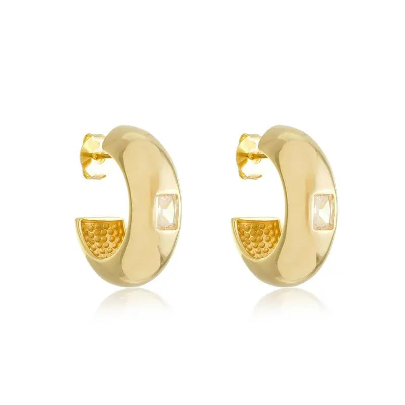 EARRING HOOP CHUNKY CUBIC ZIRCON