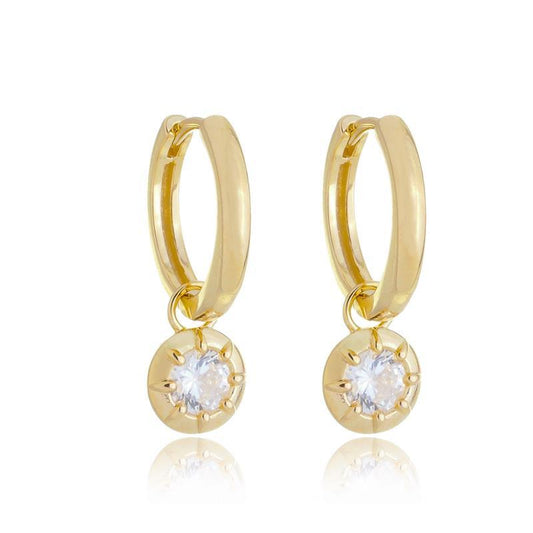 EARRING HOOP ROUND CUBIC ZIRCON